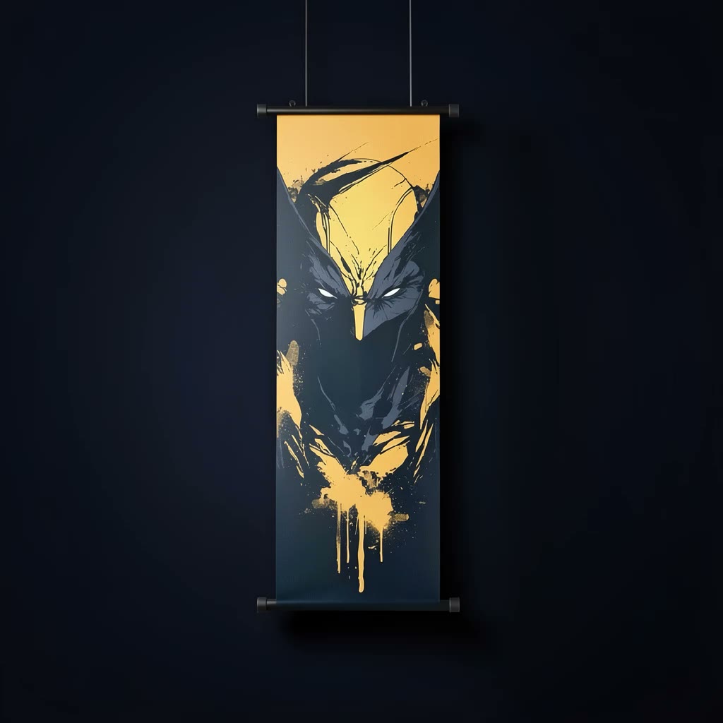 Hanging wall scroll, 16 by 48 inches